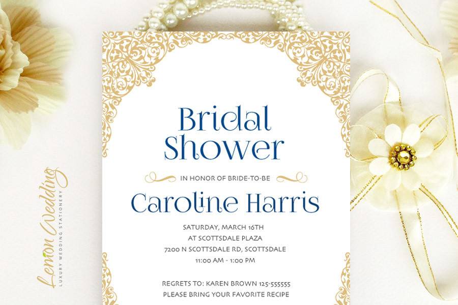 Ornate frame Bridal Shower invitation