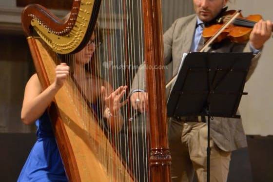 Harpist and violinist