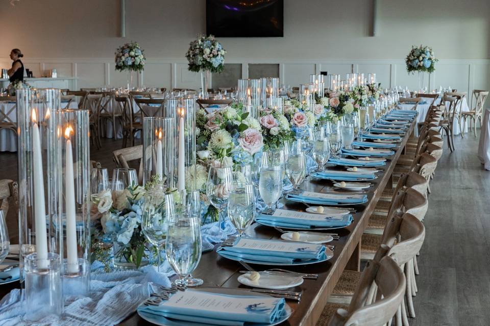 Ice blue head table