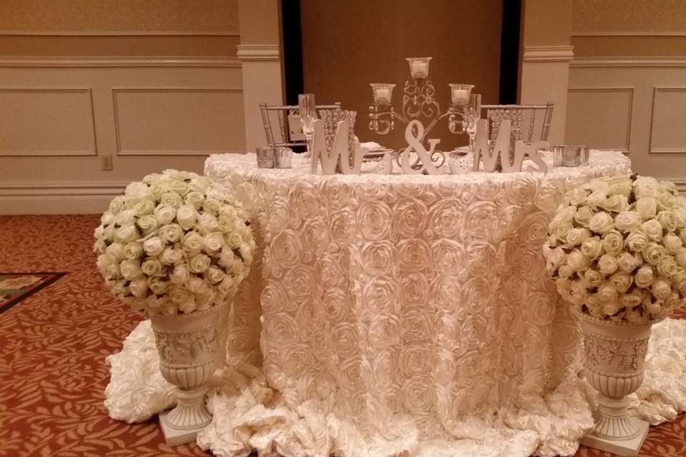All white table setup