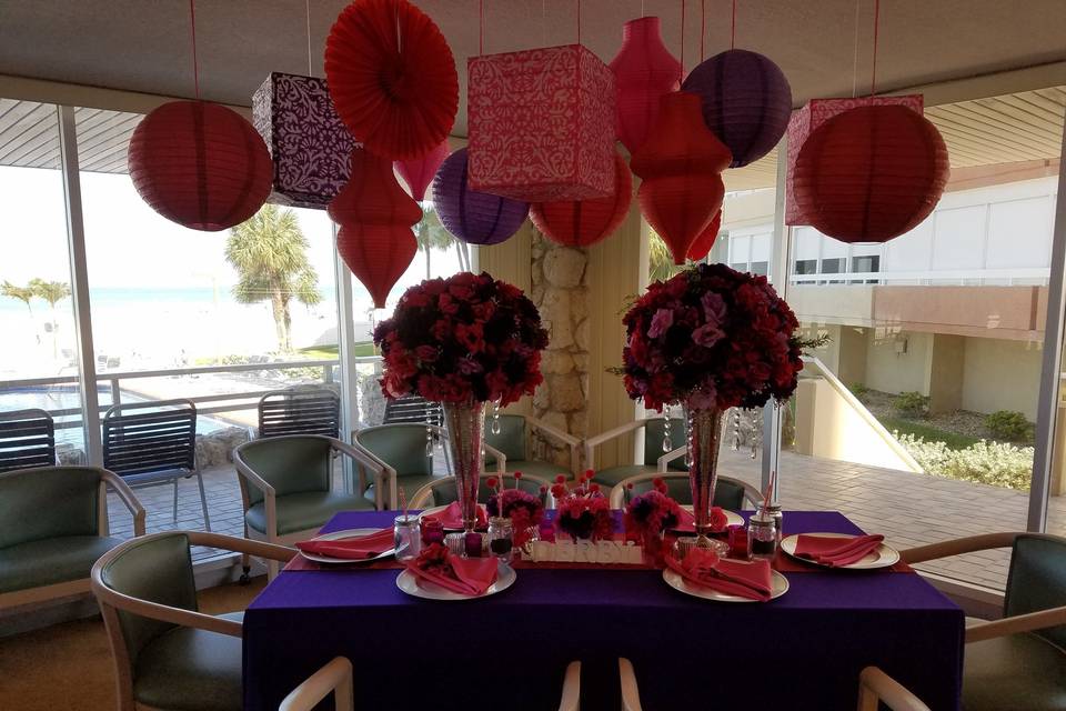 Purple table setup