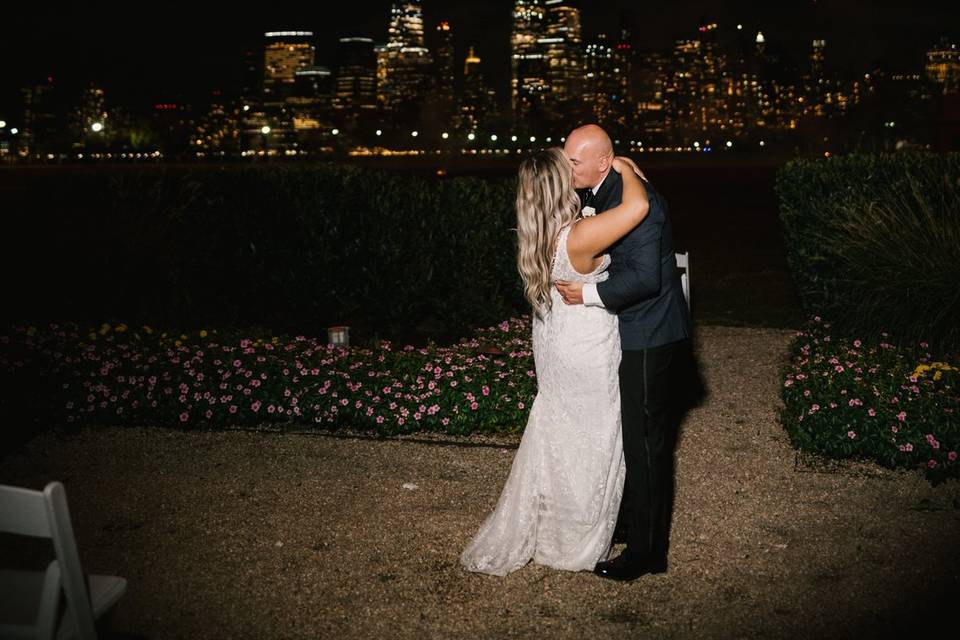 Bride & Groom with fireworks