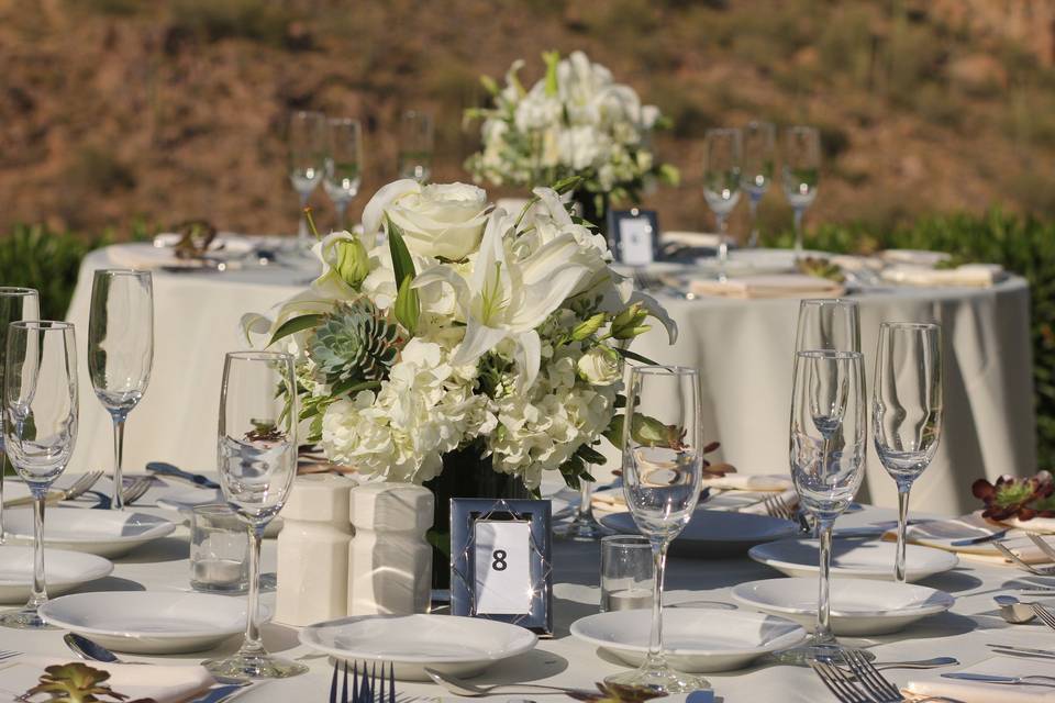 Table setup with centerpiece