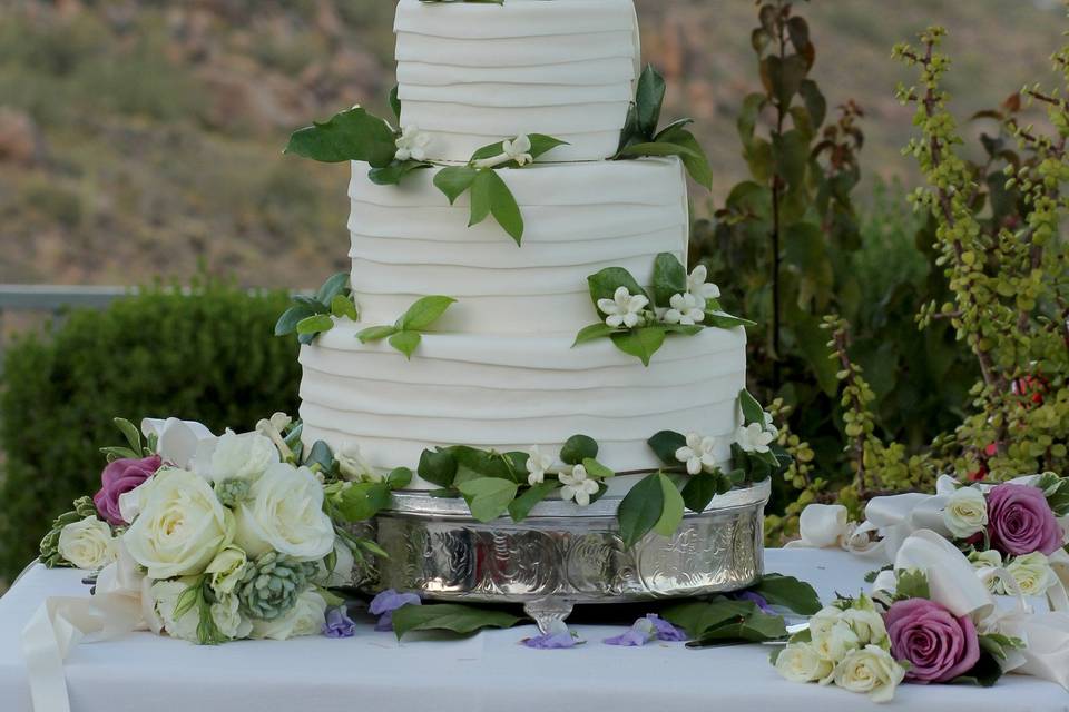 Multiple layered wedding cake