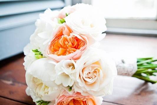 Orange bouquet with peonies