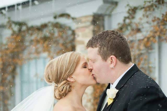 Newlyweds kiss