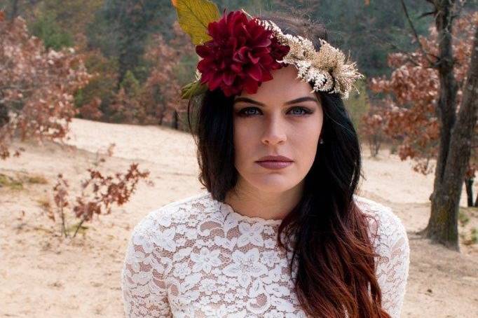 Flower crown on the bride