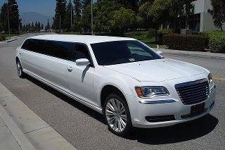 Brilliant! Pearl White Chrysler 300 super stretch limousine