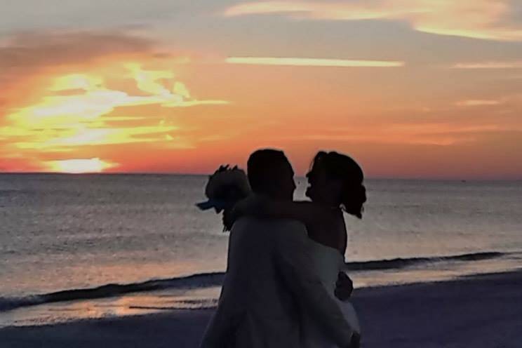 Newlyweds at the beach