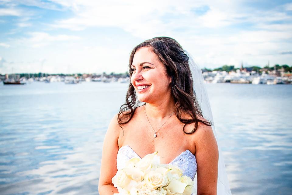 Bride overlooking Harbor