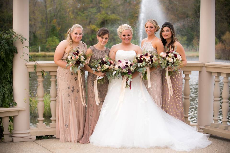 Bride and her bridesmaids