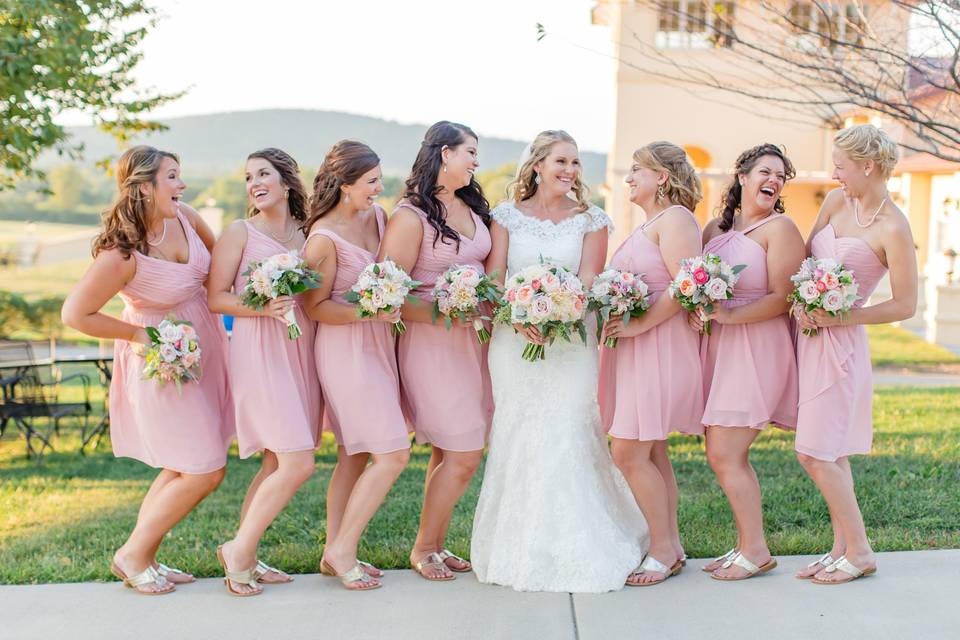 Bride and her bridesmaids