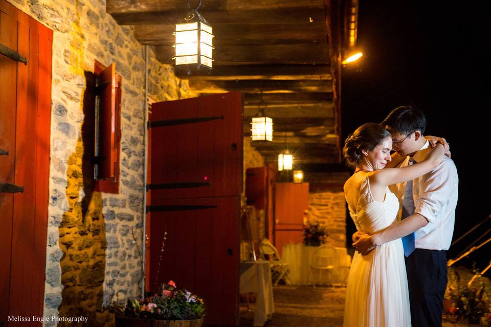 Newlyweds outside the venue