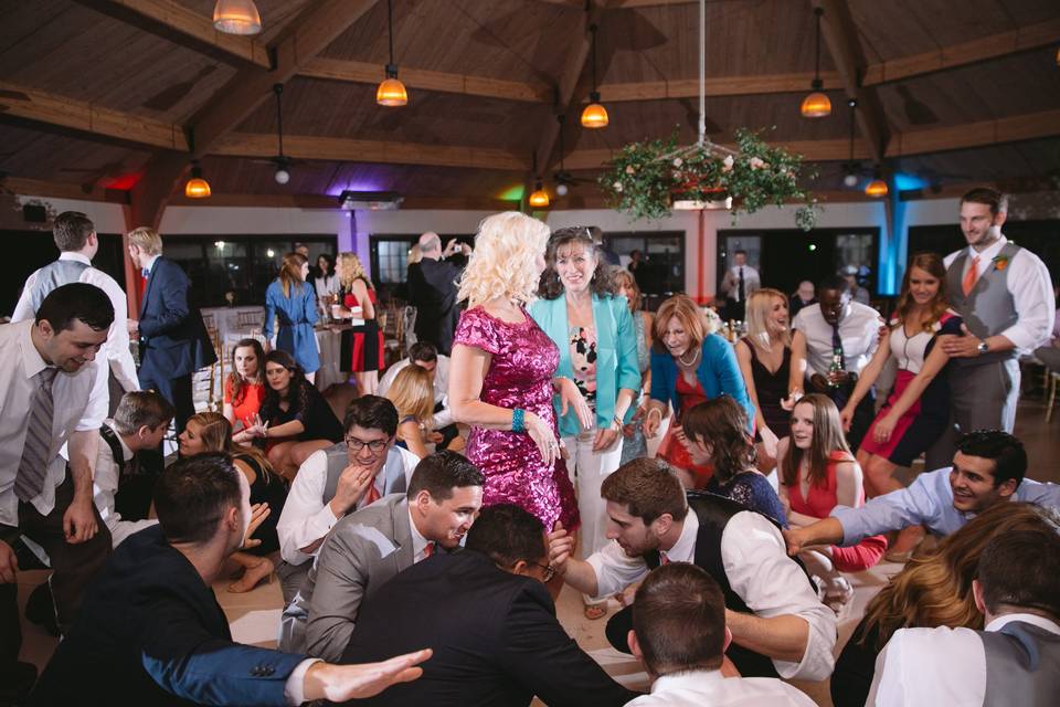 Dancing bride and groom