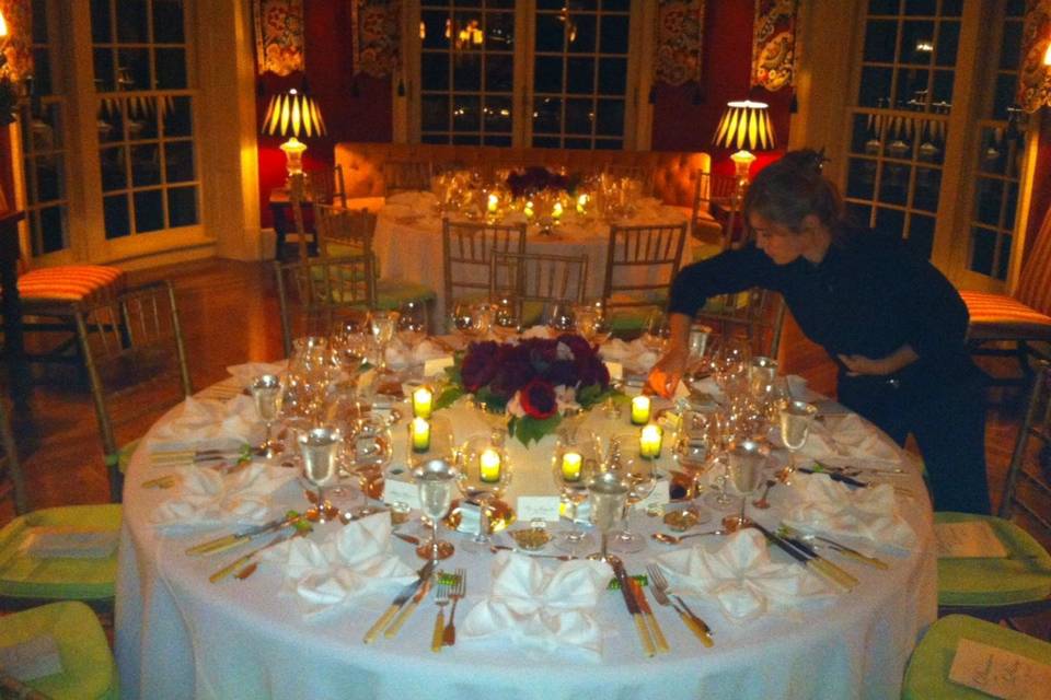 Table setup with centerpiece