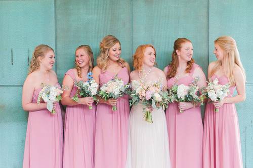 Bride with her bridesmaids