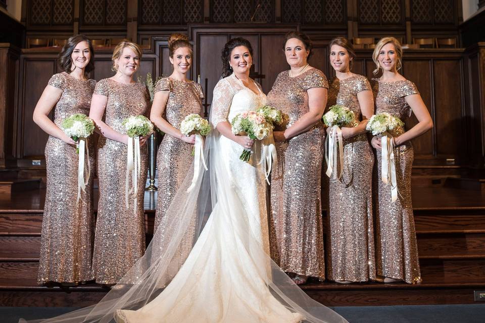 Bridal party in front of altar