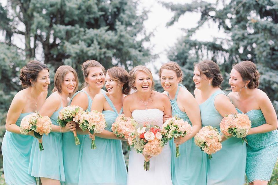 Bridal party outside