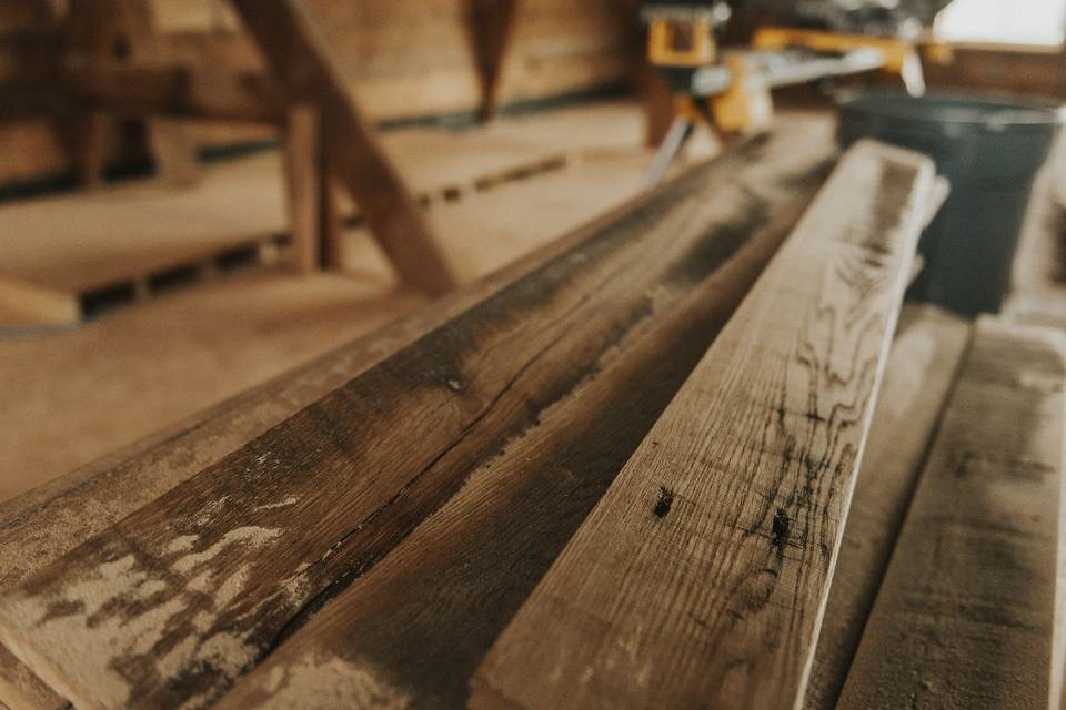 Upstairs interior progress, wood floor installation, September 2018