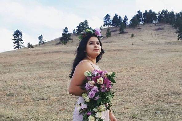 Bride holding flowers