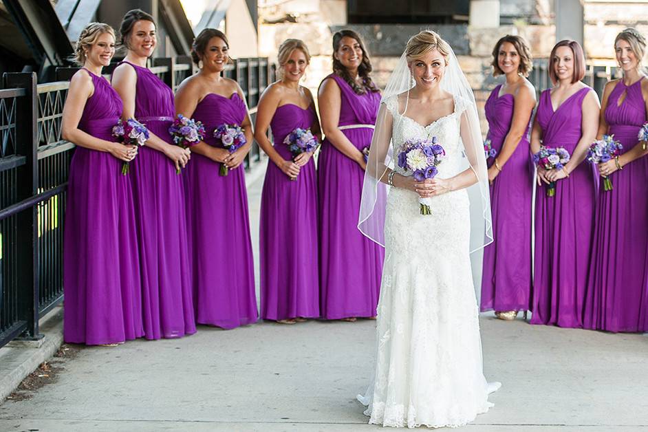 Bride and her bridesmaids