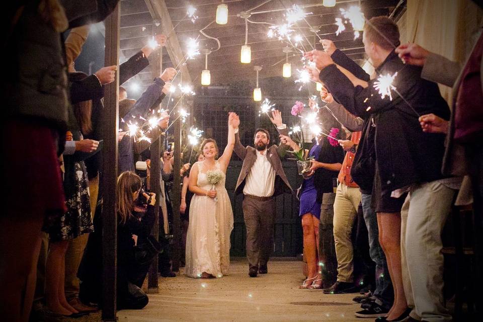 Grand exit with sparklers