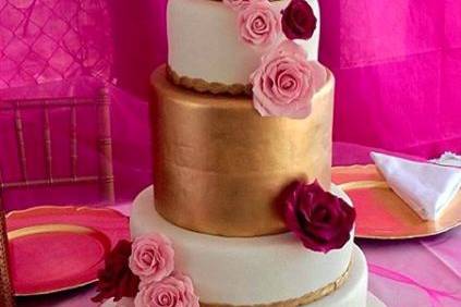Pink and gold cake