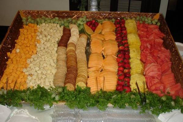 Cheese and cracker station with fruit