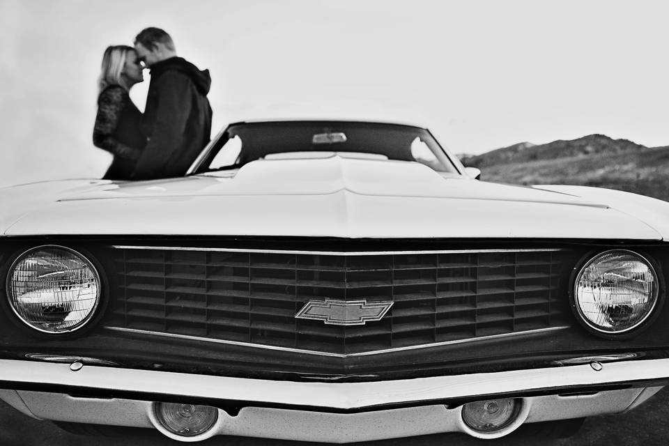 Engagement session with Chevrolet car