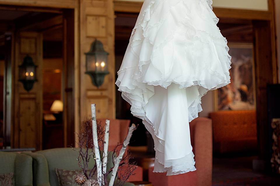 Wedding dress on personalized hanger