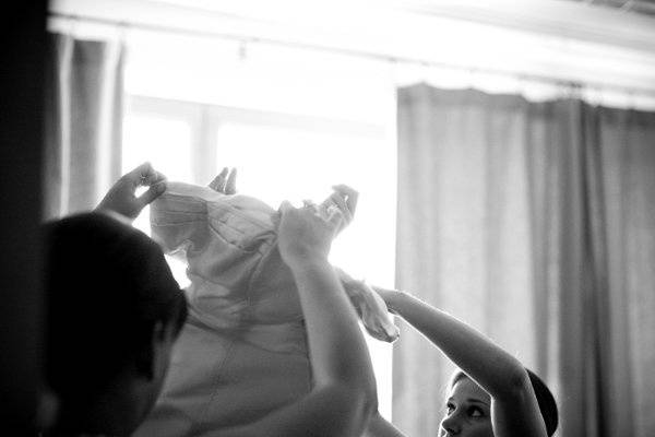 Bride getting dressed