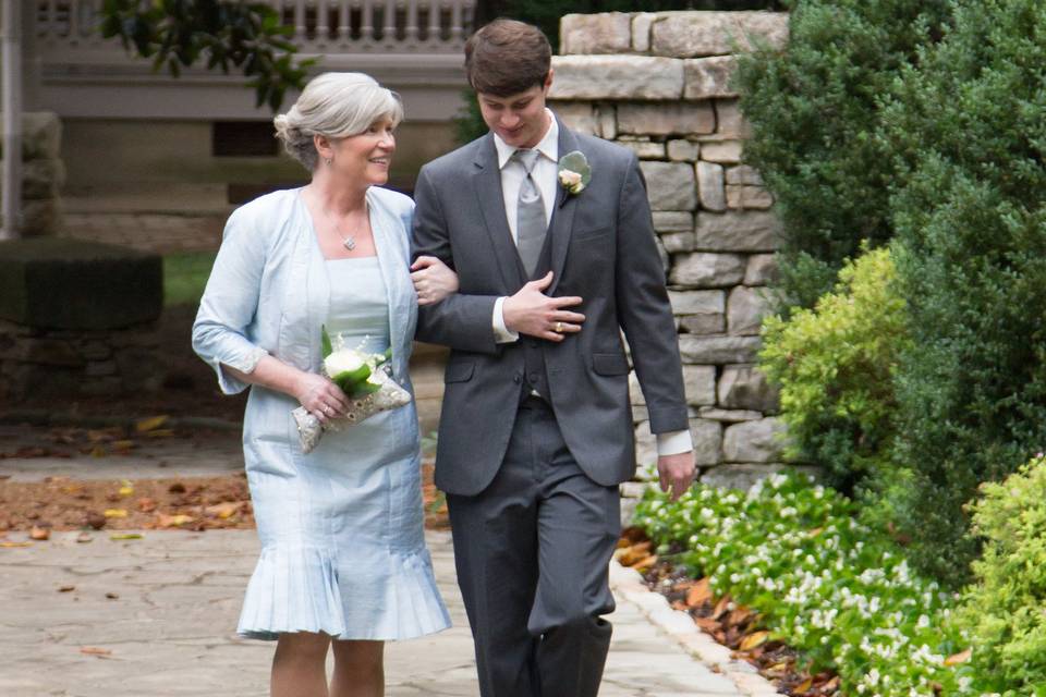 Our Custom Couture Client: Mrs. Lulu Elam/Mother of the Bride with her son