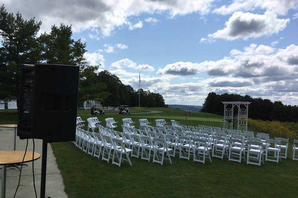 Sunny outdoor wedding setup