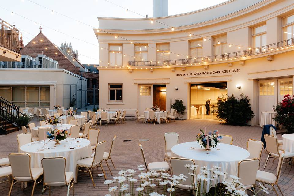 Plaza with Bistro Lights