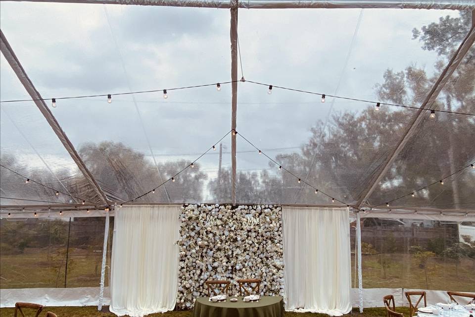 Flower wall + drapery