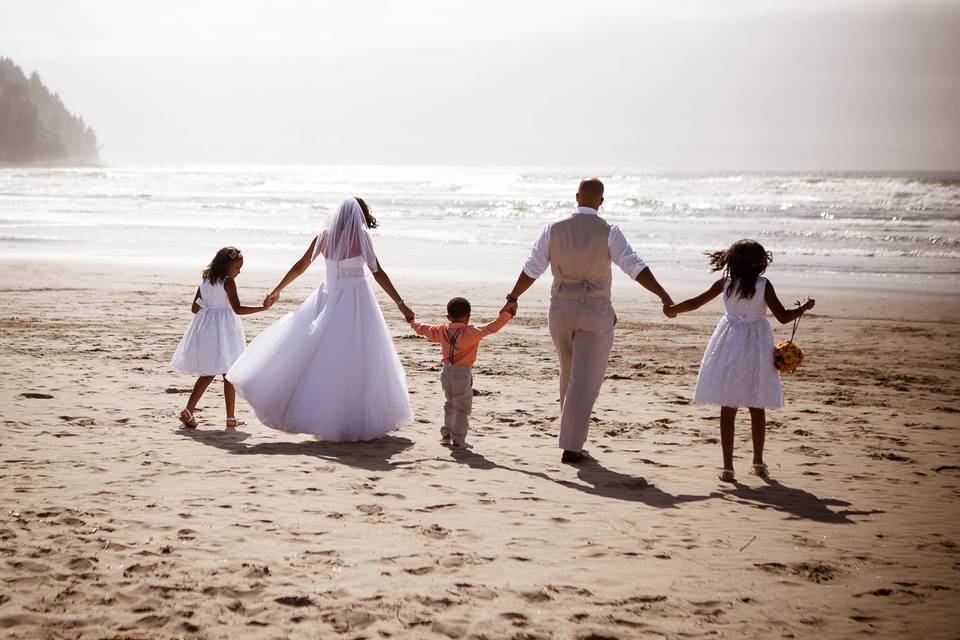 Family wedding on the beach