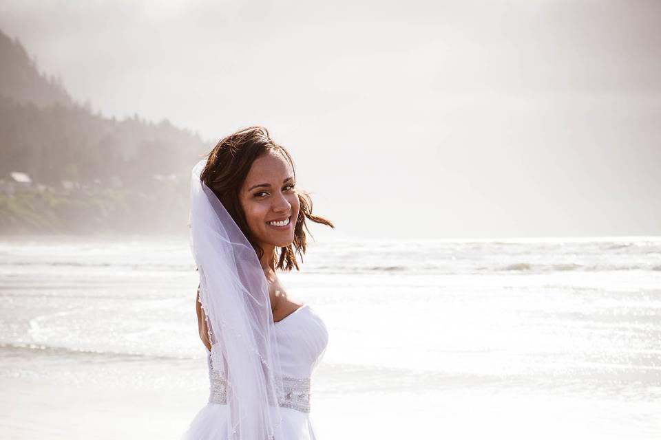 Beautiful bride on the beach