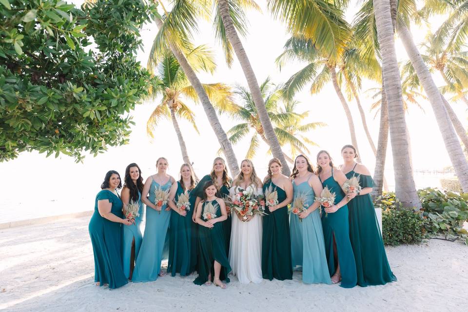 Bridal Party Under the Palms