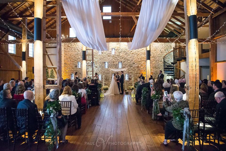 Wedding ceremony at the barn