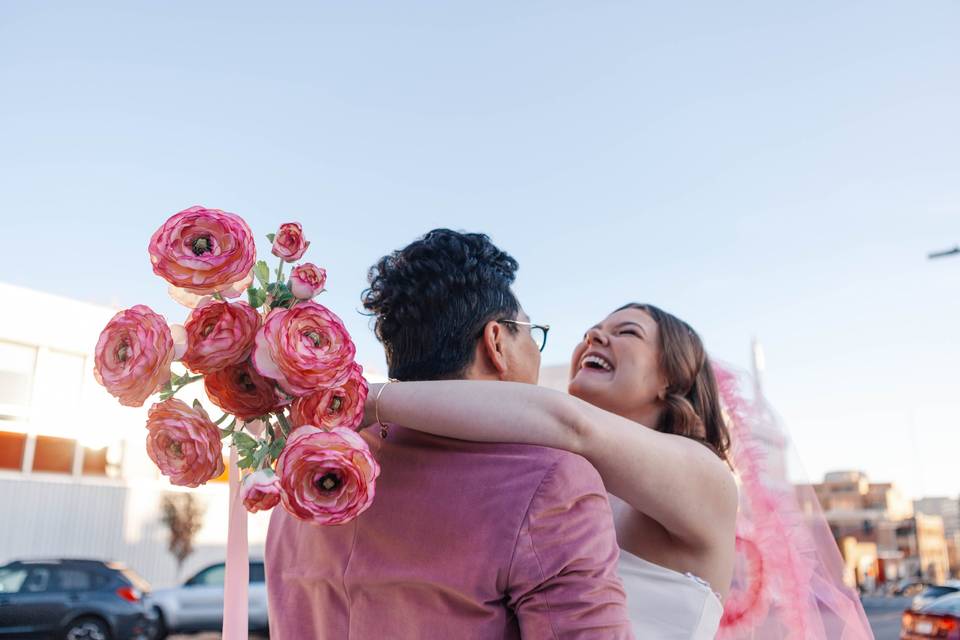 Downtown pink wedding
