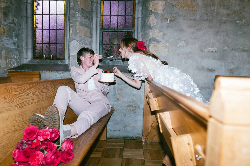 Playful wedding flash photos