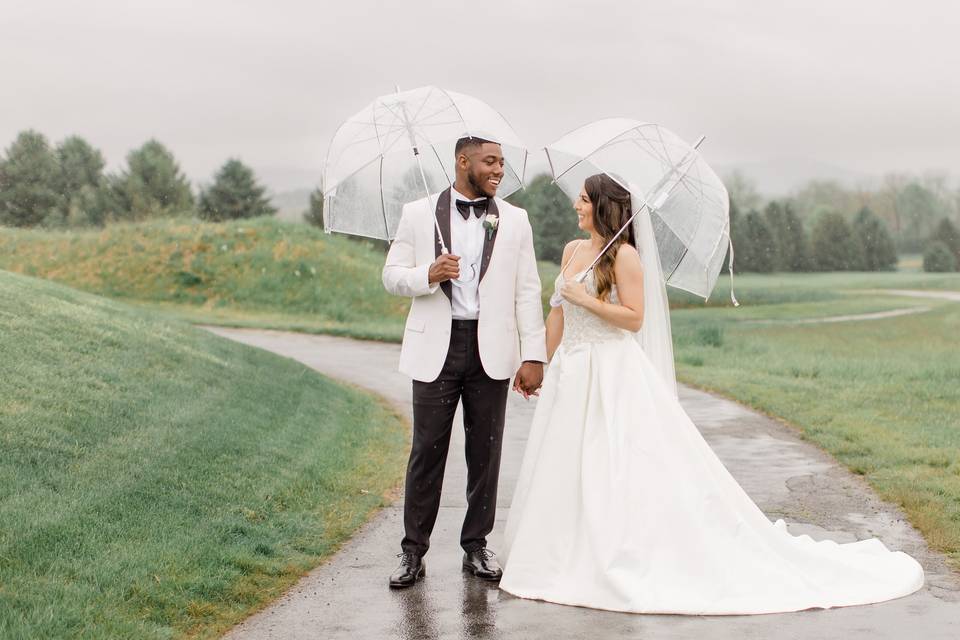Rainy day wedding photo