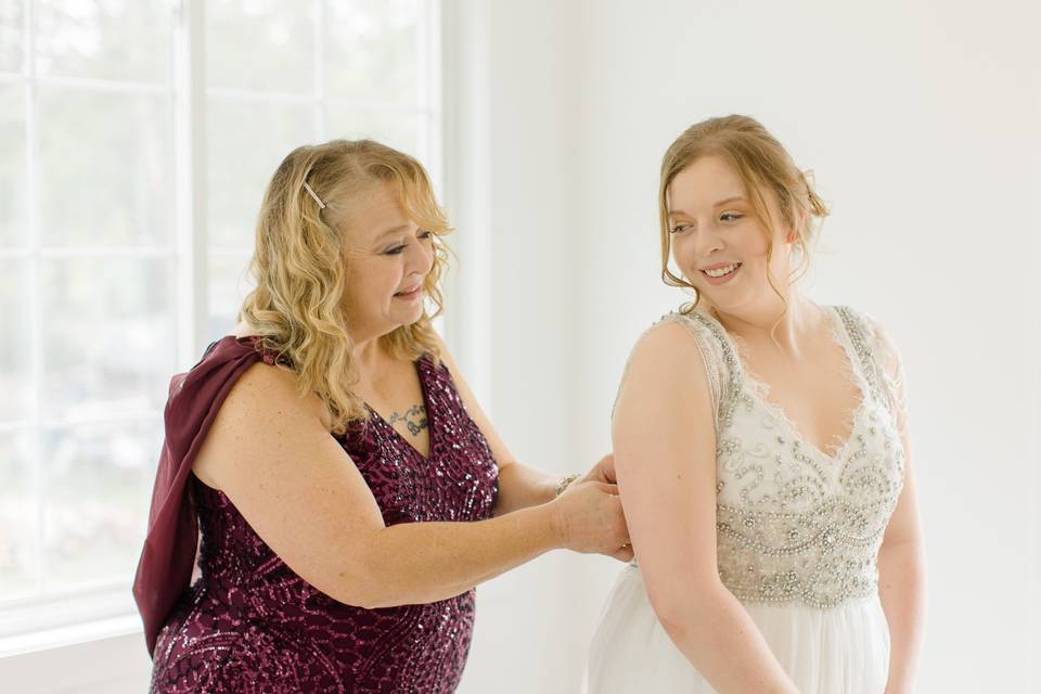 Mom & Bride Getting Ready