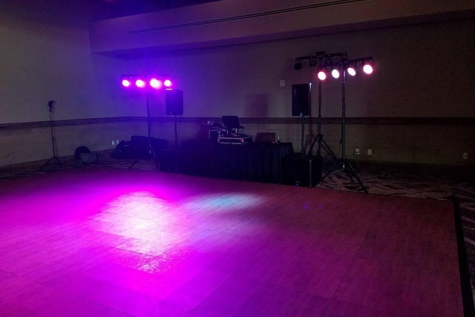 DJ table & Lighting setup