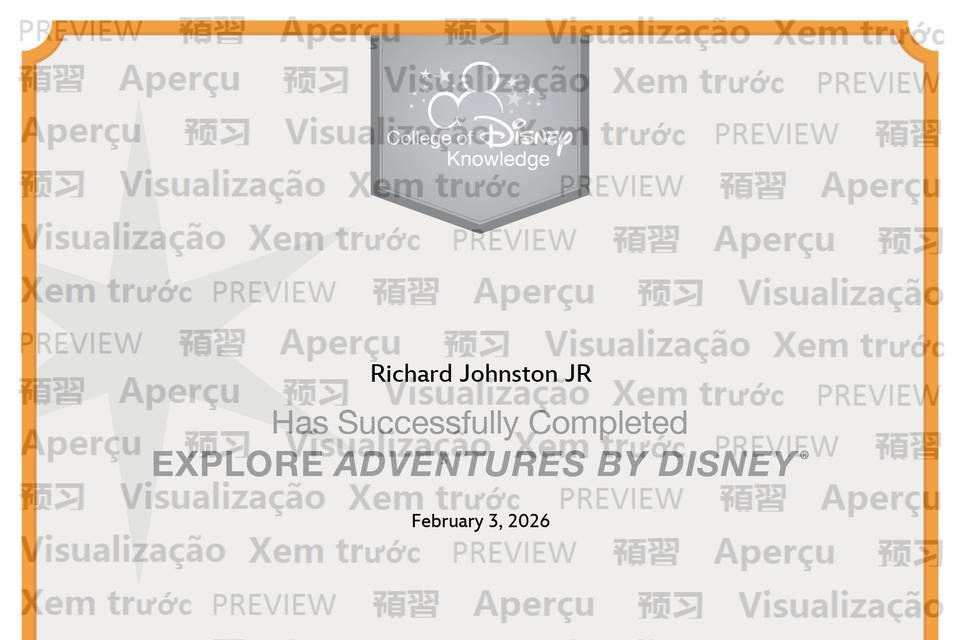 Disney Explore cert
