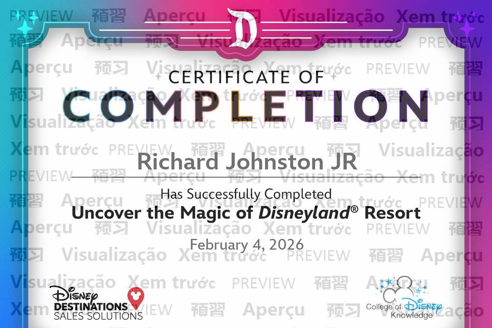 Disneyland Certification