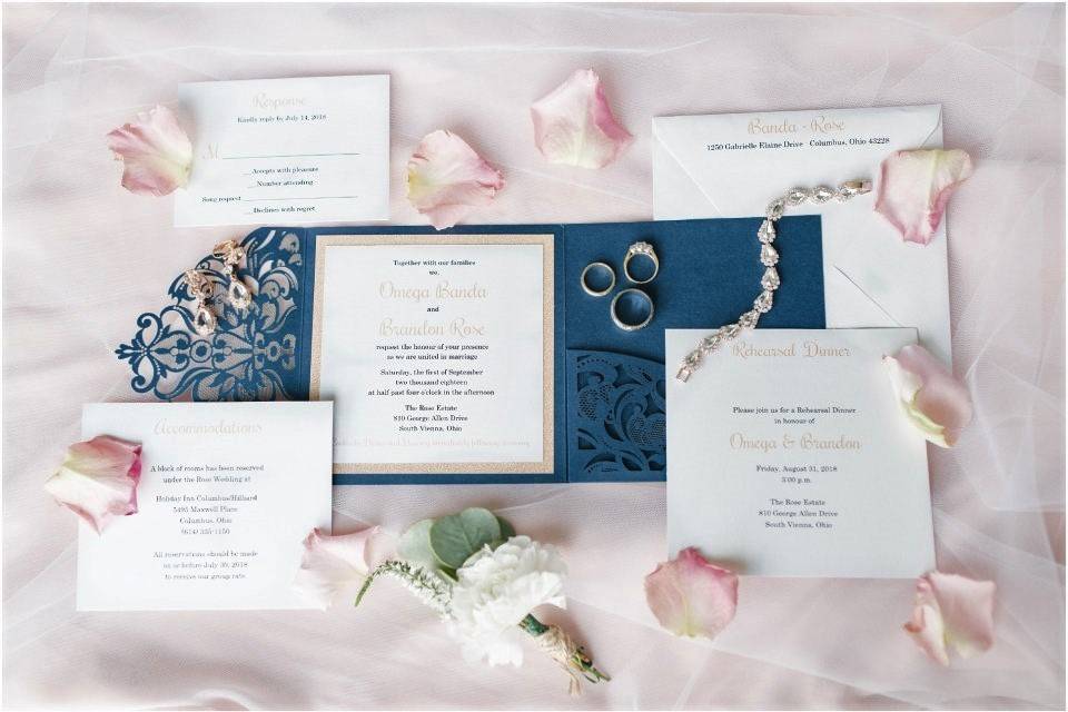 Navy Pocket Laser Invitation