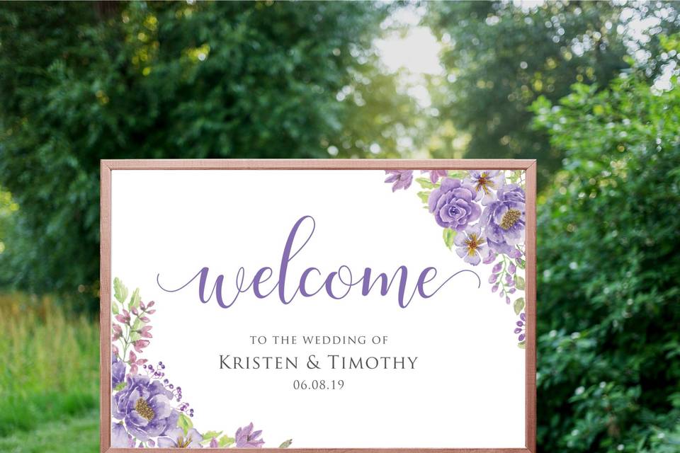 Purple & Lilac Welcome Sign