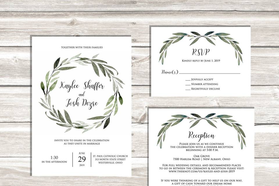 Greenery Wreath Invitation