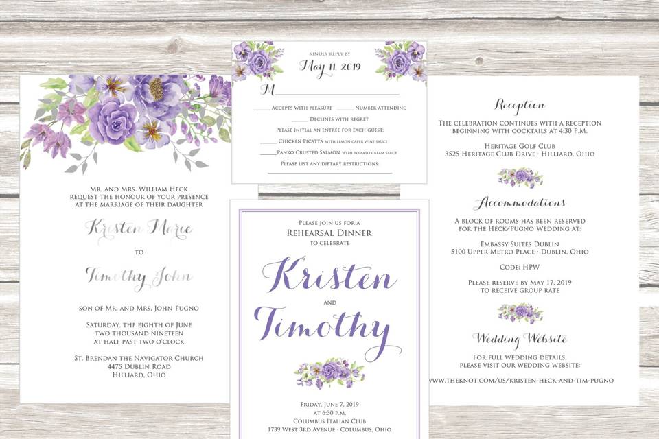 Purple & Lilac Floral Invite